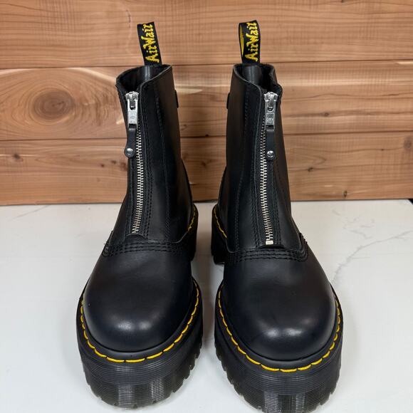 Dr. Martens Black Ankle Boots with Yellow Stitching - Picture 4 of 15